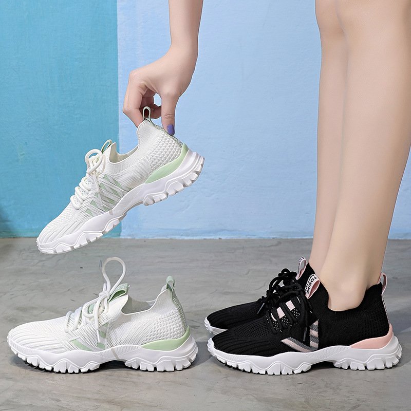 Women's spring and summer 2021 new breathable women's shoes flying knitting shoes women net shoes women